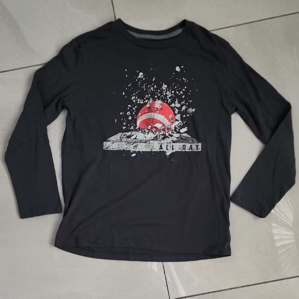 Old Navy Dark Grey Long Sleeve Tee with Graphic Football
